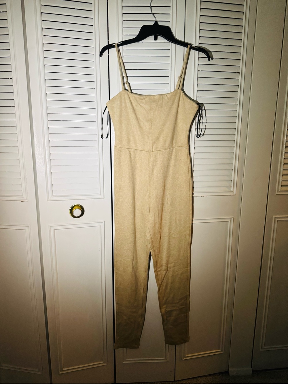 Forever 21 Beige Strapless-Style Jumpsuit with Spaghetti Straps